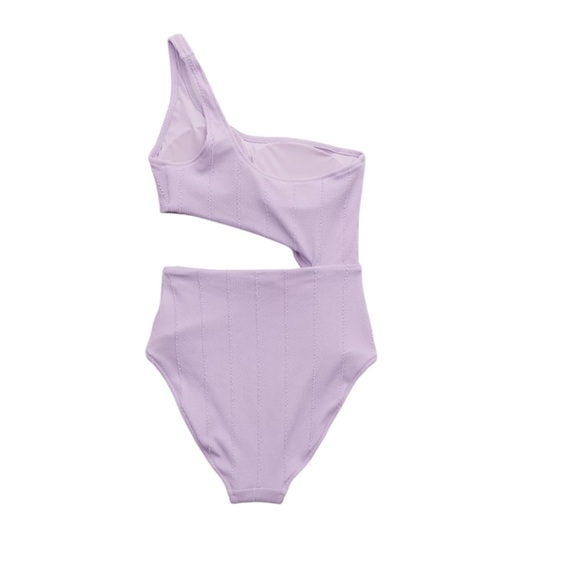 Aerie Crinkle Asymmetrical Cut Out One Piece Swimsuit Medium Long - Picture 2 of 5